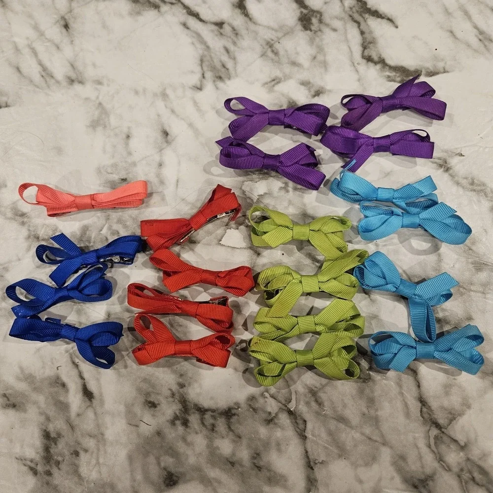 27 Small Hair Bows‎ Lot | Ribbon Bows for Toddlers & Girls
